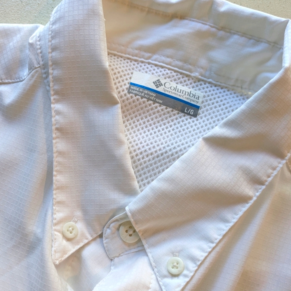 Columbia PFG White Button-Up Shirt